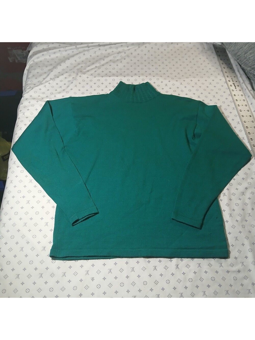 Vintage The Limited Green Mock Neck Wool Sweater Size Large Long Sleeve Pullover